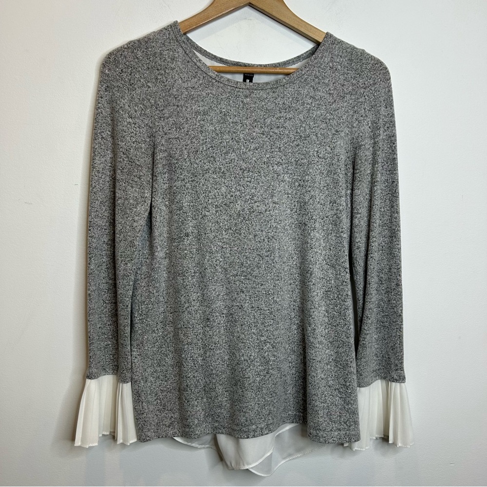 Design Lab By Lord & Taylor Layered Blouse Sweater Grey
